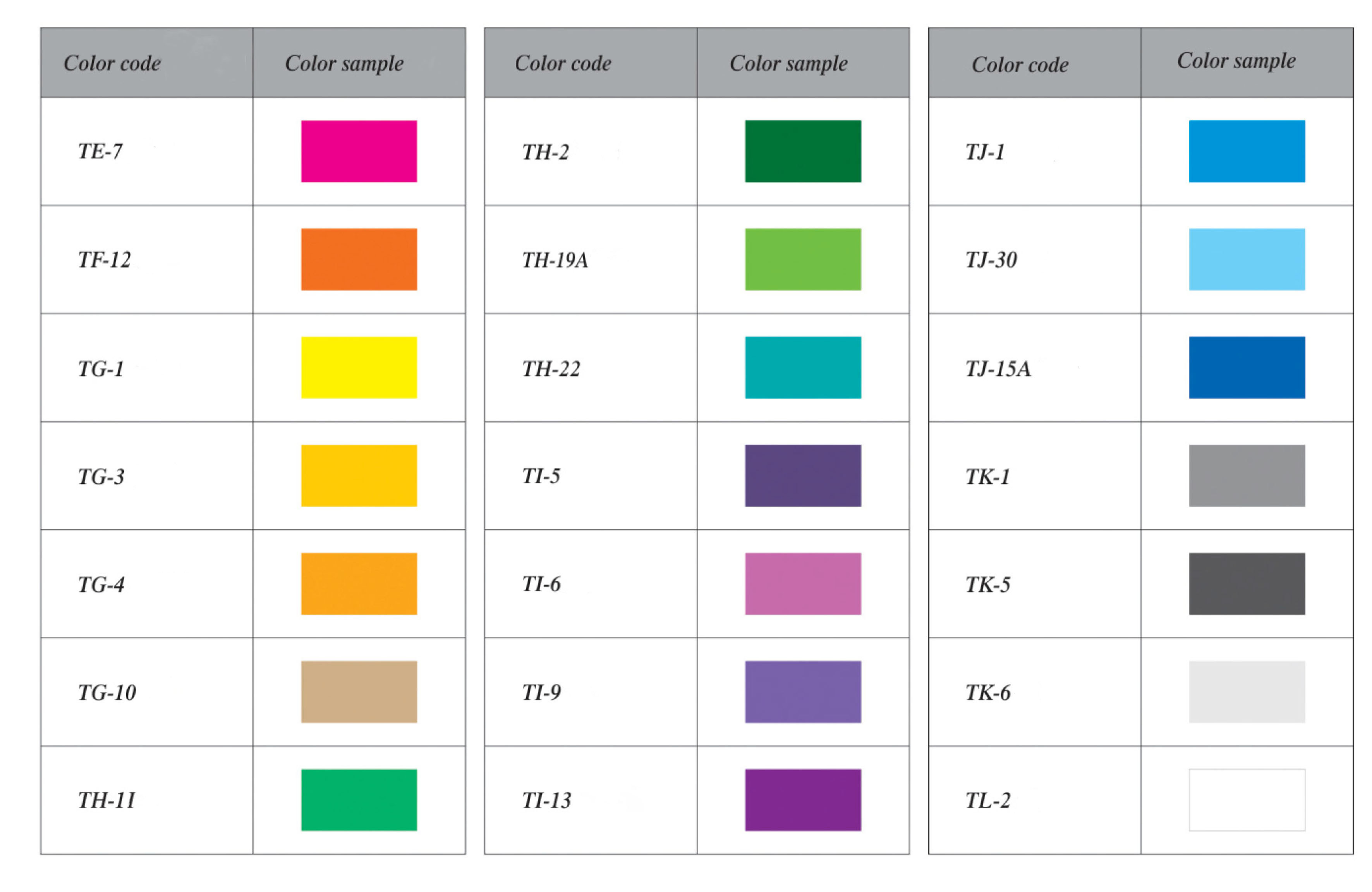 color code(20)